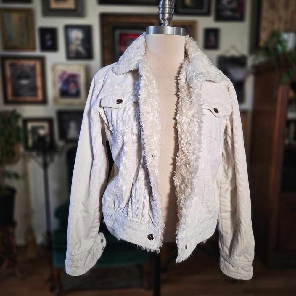 Finesse Cream Sherpa-Lined Corduroy Jacket